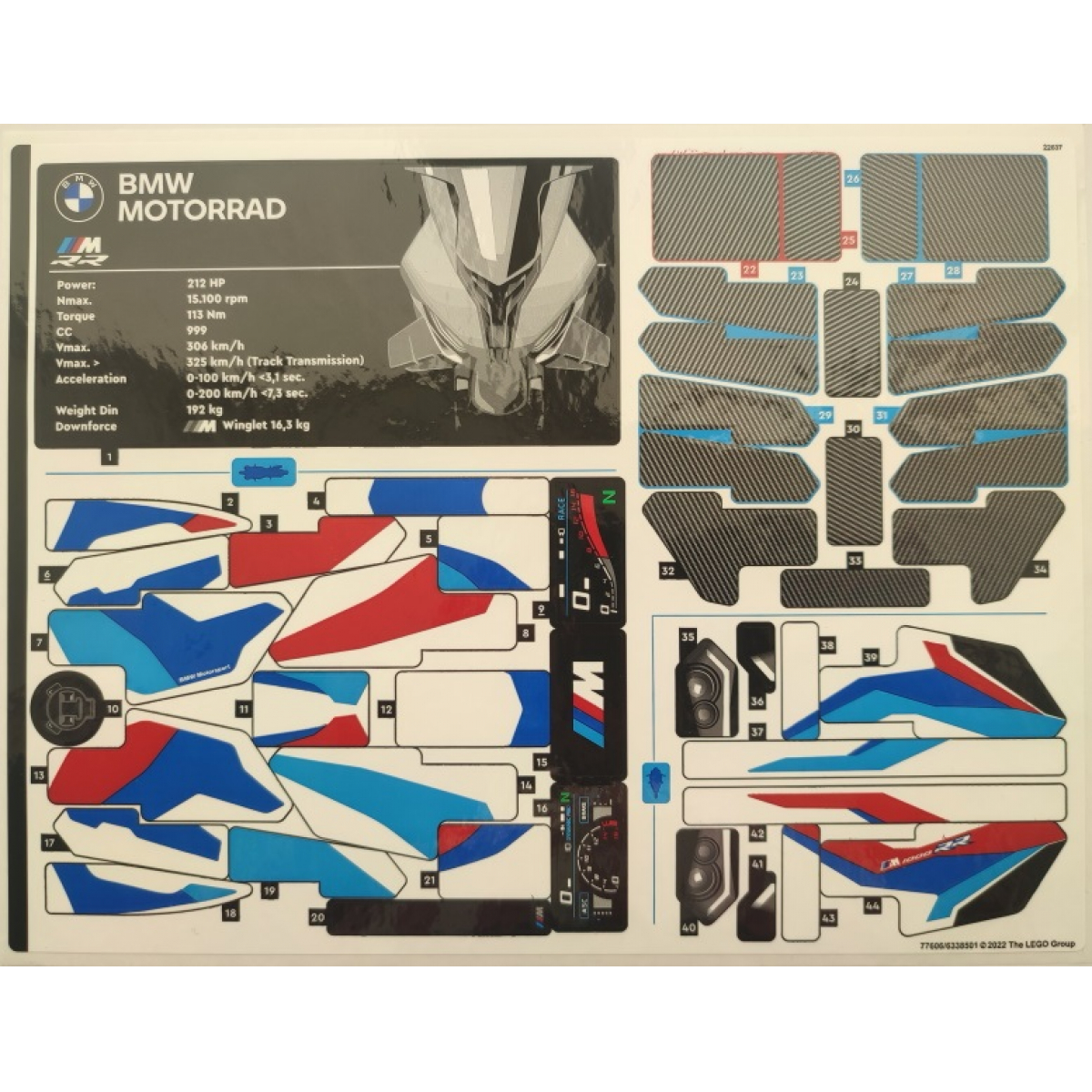 LEGO® Stickers Technic - Stickers Sheet Set BMW M 1000 RR 42130 - The Briques Passion