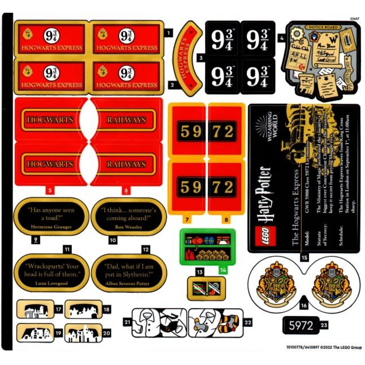 LEGO® Stickers Harry Potter - LEGO® Autocollant - Stickers Set 76405  Poudlard - La boutique Briques Passion
