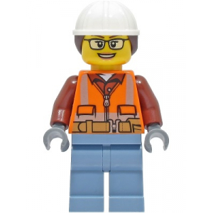 LEGO® Mini-Figurine Travaux - Femme avec Casque de Chantier