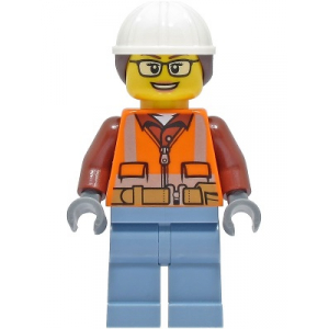 LEGO® Mini-Figurine Travaux - Femme avec Casque de Chantier