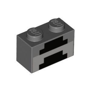 LEGO® Brick 1x2 with Minecraft Pixelated Forge Pattern