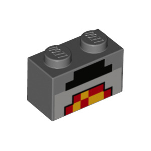 LEGO® Brick 1x2 with Minecraft Pixelated Lit Forge Pattern