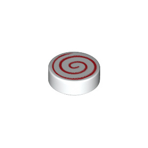LEGO® Tile Round 1x1 with Red Spiral Pattern