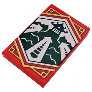 LEGO® Tile 2x3 with Dark Green Dojo Temple on White