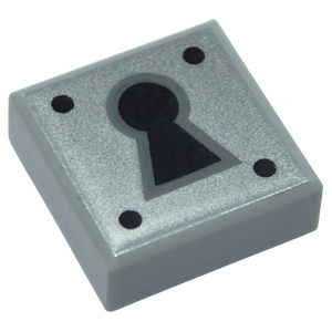 LEGO® Tile 1x1 with Groove with Black Keyhole and 4 Dots