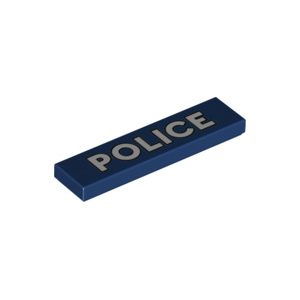 LEGO® Tile 1x4 with White Police with Black Outline Pattern