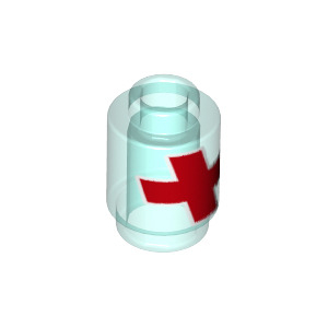 LEGO® Brique Ronde 1x1 Imprimée Croix Rouge - Soins