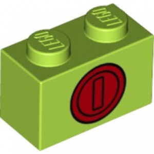 LEGO® Brick 1x2 with Red Coin Pattern
