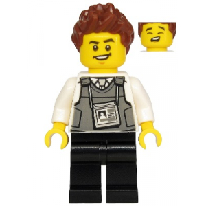 LEGO® Minifigure Police Security Officer Balck Legs Brown Ha