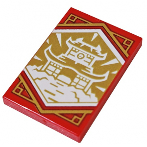 LEGO® Tile 2x3 with White Dojo Temple on Gold
