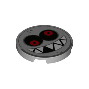 LEGO® Tile Round 3x3 with Black and Red Eyes and White Teeth