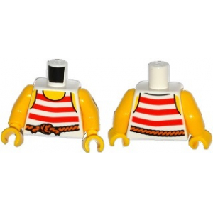 LEGO® Torso Pirate Stripes Red with Rope Bel Pattern