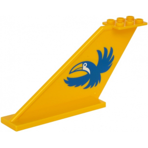 LEGO® Tail 12x2x5 with Blue Toucan Bird Pattern on Both Side