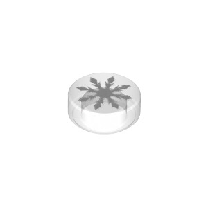 LEGO® Tile Round 1x1 with White Snowflake with 8 Points Patt