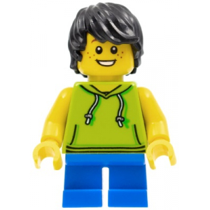 LEGO® Minifigure Beachgoer Boy Lime Hoodie and Blue Legs