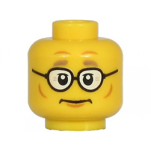 LEGO® Minifigure Head Thick Dark Tan Eyebrows Glasses