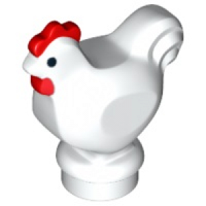 LEGO® Chicken with Black Eyes Red Com and Wattle Pattern