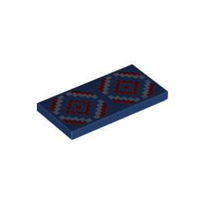 LEGO® Tile 2x4 with Dark Red and Medium Blue Geometric
