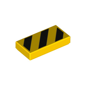 LEGO® Tile 1x2 with Groove with Black and Yellow Danger Stri