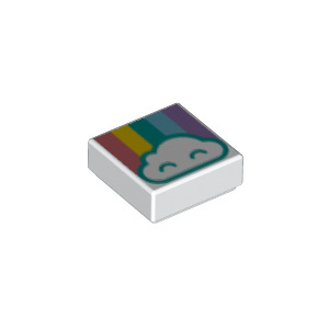 LEGO® Tile 1x1 with Cloud and Pastel Rainbow Pattern