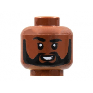 LEGO® Minifigure Head Black Eyebrows Right Raised Beard