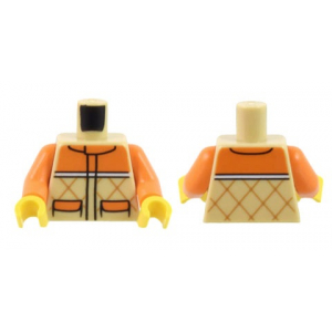 LEGO® Torso Orange Quilted Vest with 2 Pockets and White