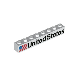 LEGO® Brick 1x8 with Black United States and Flag Pattern