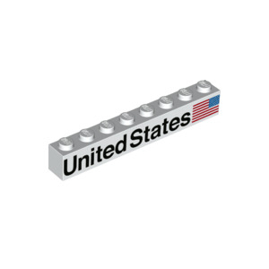 LEGO® Brique 1x8 Imprimée United States et Drapeau