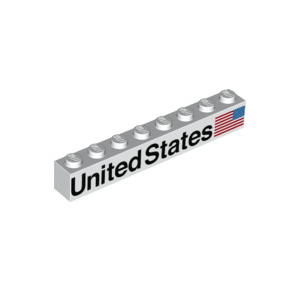 LEGO® Brick 1x8 with Black United States and Flag Pattern