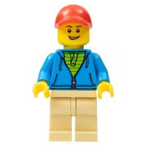 LEGO® Minifigure Man Dark Azure Hoodie with Green Striped Sh
