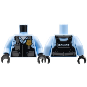LEGO® Minifigure Torso Police Black Pilot Safety Vest with P