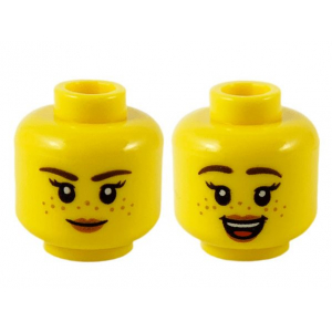 LEGO® Minifigure Head Dual Sided Female Dark Brown Eyebrows