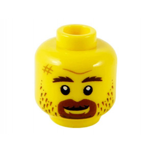 LEGO® Minifigure Head Reddish Brown Eyebrows Goatee