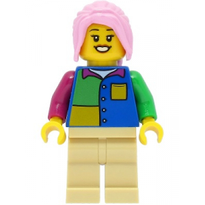 LEGO® Passenger Female Blue Shirt Tan Legs Bright Pink Hair