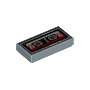 LEGO® Tile 1x2 with Groove with Cassette Tape with Red