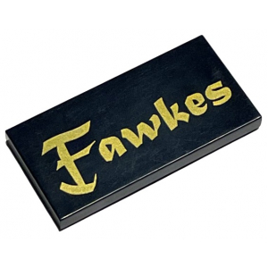 LEGO® Tile 2x4 with Gold Fawkes Pattern