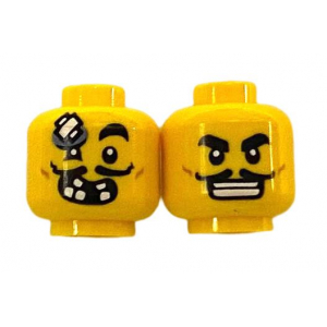 LEGO® Minifigure Head Dual Sided Black Eyebrows Moustache