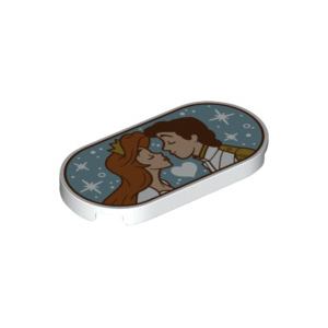 LEGO® Tile Round 2x4 Oval with Princess and Prince Kissing