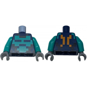 LEGO® Torso Pixelated Dark Turquoise and Black Shirt