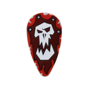 LEGO® Minifigure Shield Ovoid with White Troll Skull on Red