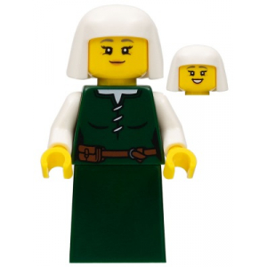 LEGO® Peasant - Female Dark Green Skirt White Headdress
