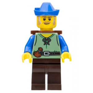 LEGO® Peasant Male Dark Brown Legs Blue Hat D-Basket