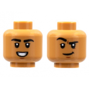 LEGO® Minifigure Head Dual Sided Brown Eyebrows
