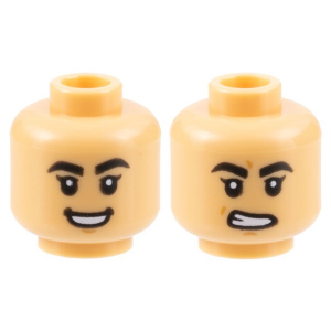 LEGO® Minifigure Head Dual Sided Female Black Thick Eyebrows