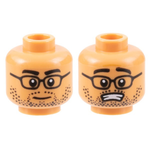 LEGO® Minifigure Head Dual Sided Black Eyebrows and Glasses
