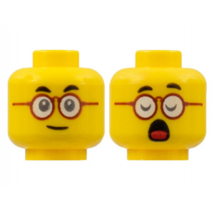 LEGO® Mini-Figurine Tête Lunette Rouge 2 Expressions (7I)