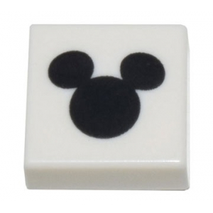 LEGO® Tile 1x1 with Groove with Black Mickey Mouse