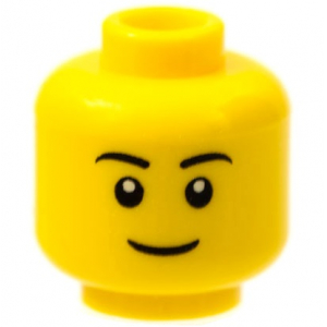 LEGO® Minifigure Head Black Eyebrows Thin Grin