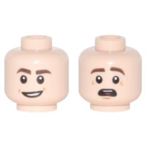 LEGO® Minifigure Head Dual Sided Dark Brown Eyebrows Open Mo