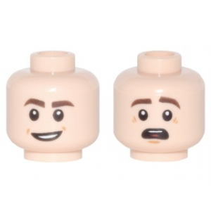 LEGO® Minifigure Head Dual Sided Dark Brown Eyebrows Open Mo